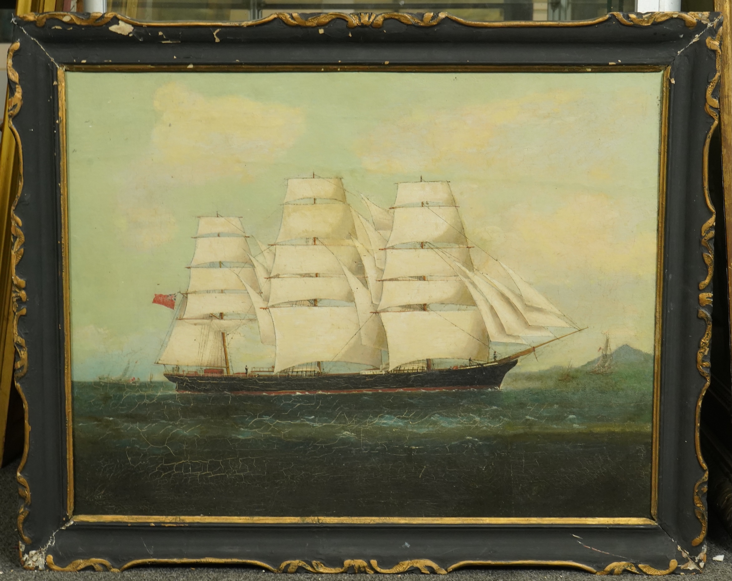 Anglo-Chinese School, circa 1850 , English Clipper ship off the Chinese coast, oil on canvas, 44.5 x 58.5cm